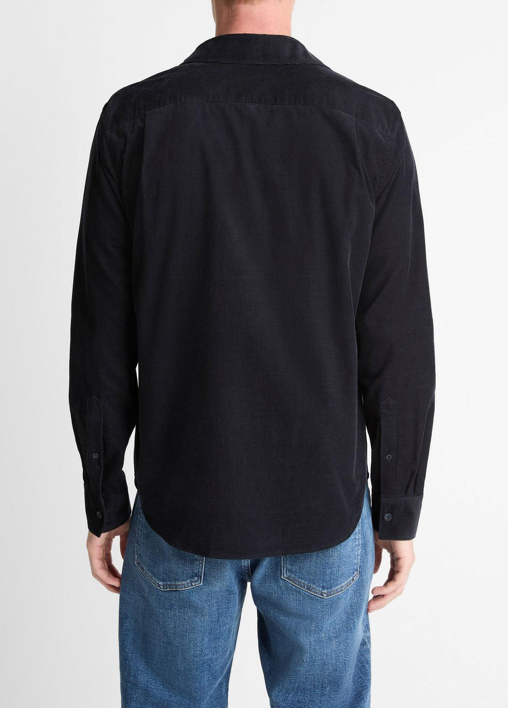 Italian Cotton Corduroy Button-Front Shirt in Long Sleeve - COASTAL BLUE | VINCE Men