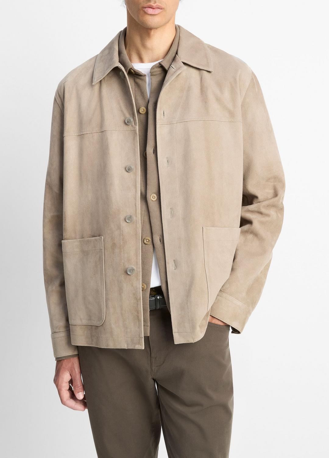 Suede Shirt Jacket in Shirt Jackets - PUTTY | VINCE Men