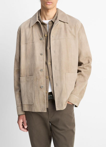 Suede Shirt Jacket in Shirt Jackets - PUTTY | VINCE Men