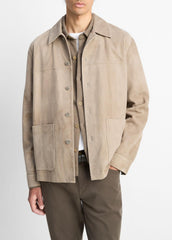 Suede Shirt Jacket in Shirt Jackets - PUTTY | VINCE Men