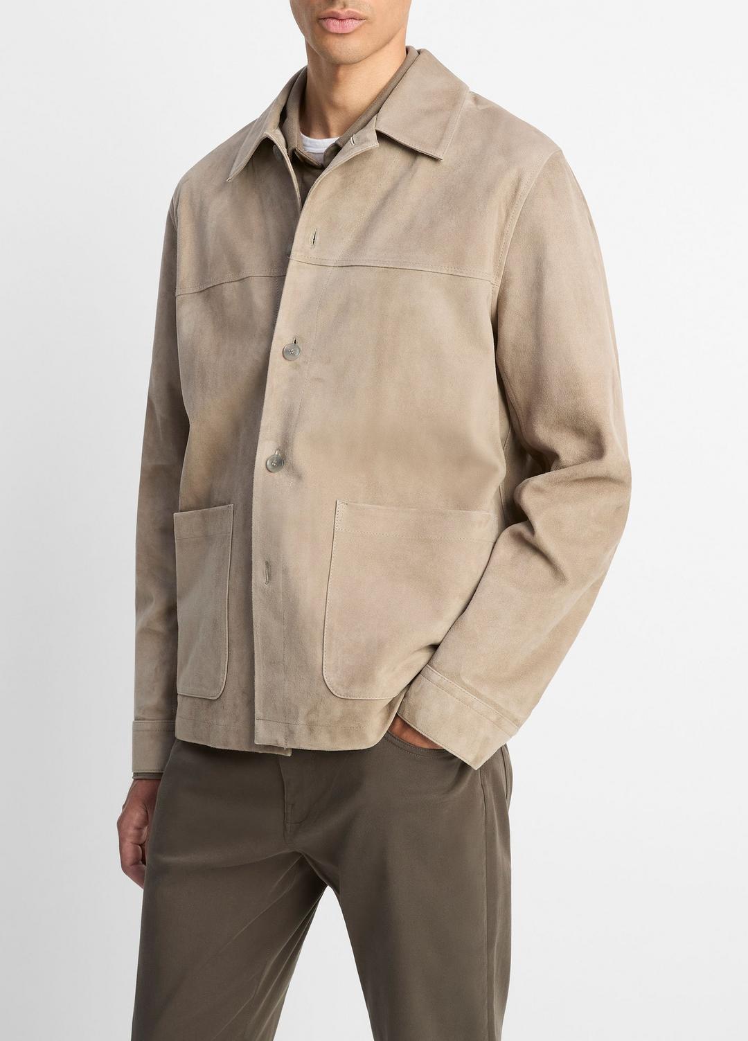 Suede Shirt Jacket in Shirt Jackets - PUTTY | VINCE Men
