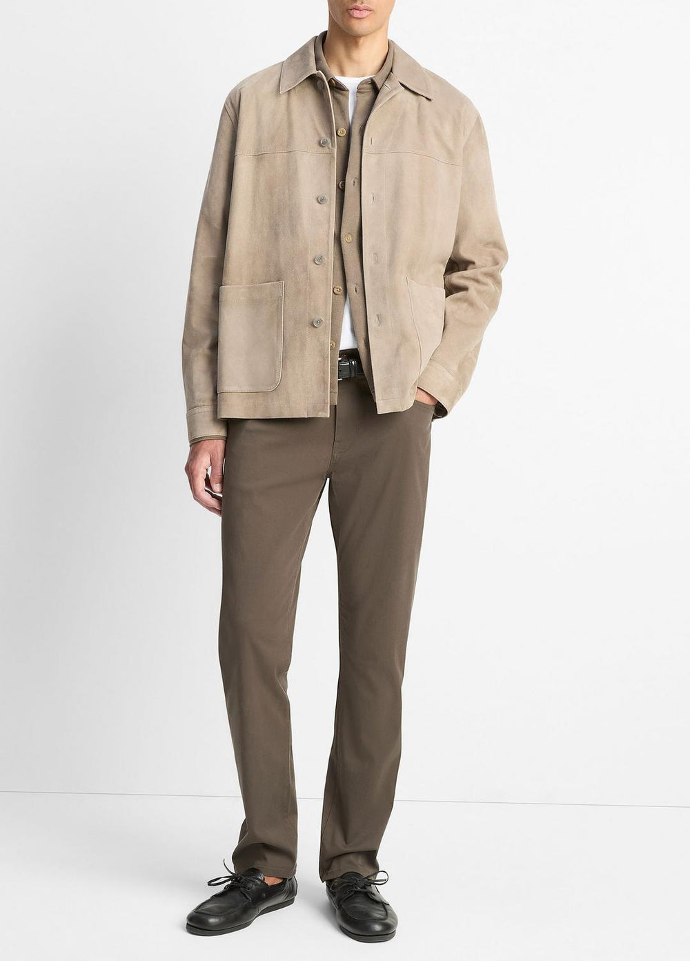 Suede Shirt Jacket in Shirt Jackets - PUTTY | VINCE Men