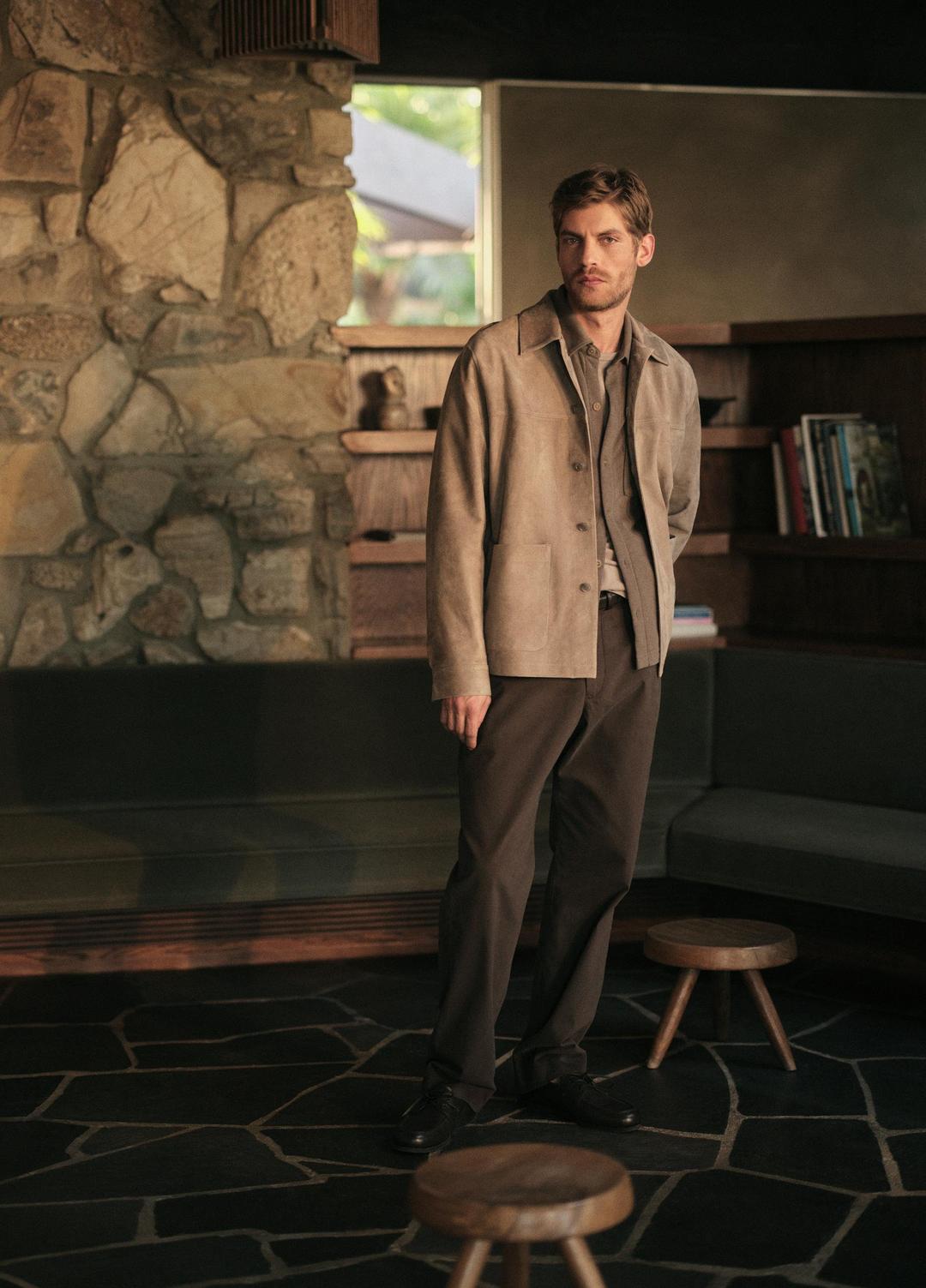 Suede Shirt Jacket in Shirt Jackets - PUTTY | VINCE Men