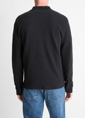 Basket-Weave Cotton Long-Sleeve Polo Shirt in Henleys & Polos - COASTAL BLUE | VINCE Men