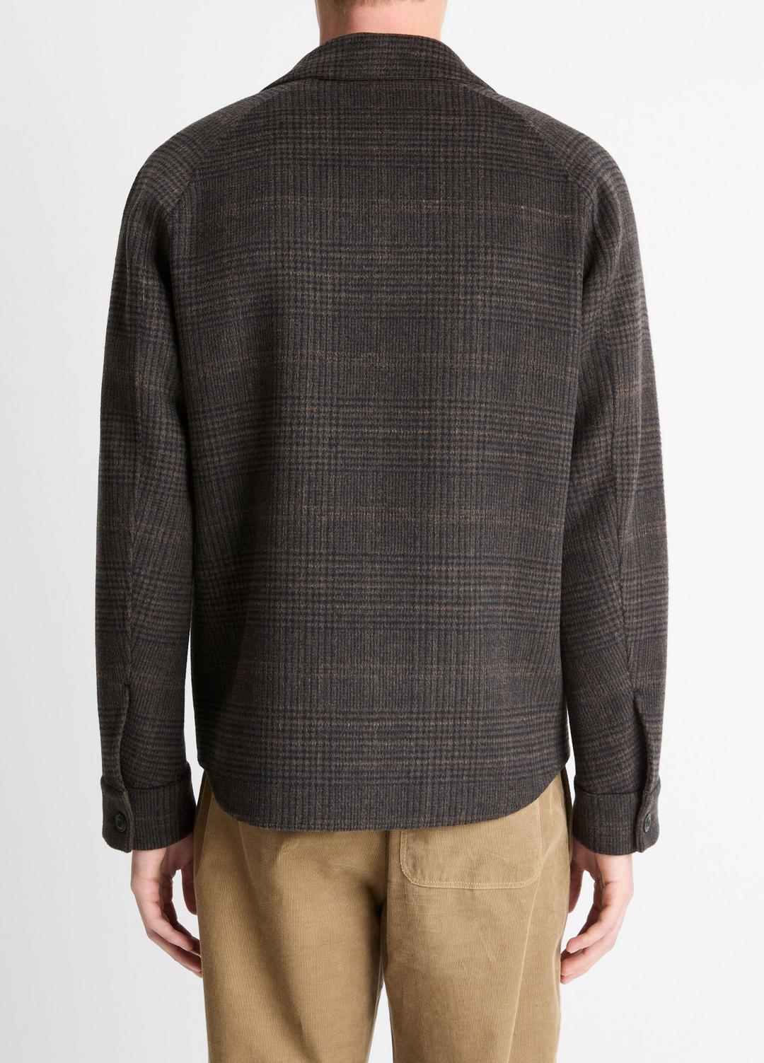 Plaid Splittable Wool-Blend Shirt Jacket in Shirt Jackets - DARK MISSION | VINCE Men
