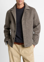 Houndstooth Bomber Jacket in Jackets - DARK ROAST COMBO | VINCE Men