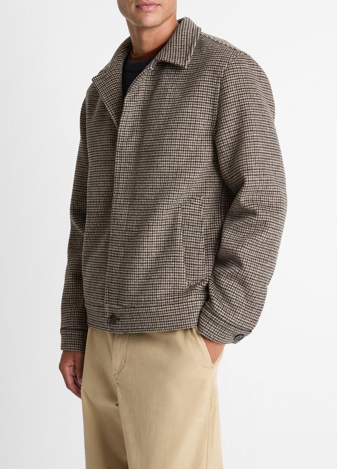 Houndstooth Bomber Jacket in Jackets - DARK ROAST COMBO | VINCE Men
