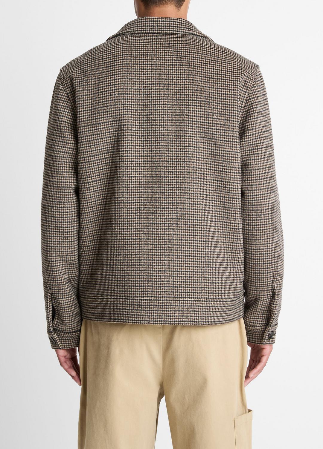 Houndstooth Bomber Jacket in Jackets - DARK ROAST COMBO | VINCE Men
