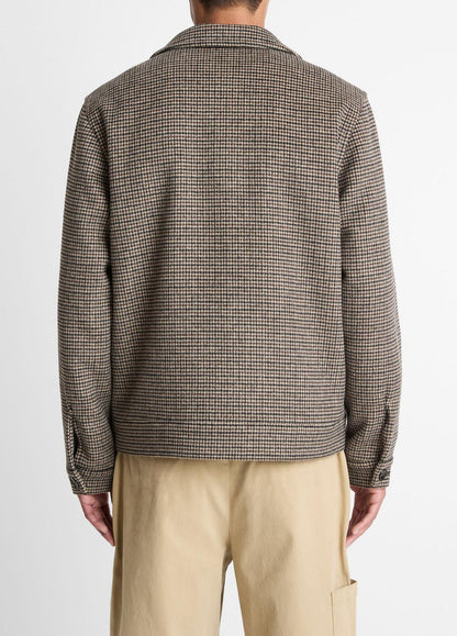 Houndstooth Bomber Jacket in Jackets - DARK ROAST COMBO | VINCE Men