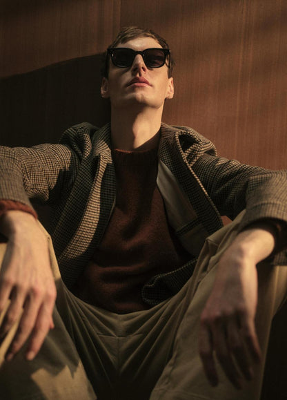 Houndstooth Bomber Jacket in Jackets - DARK ROAST COMBO | VINCE Men