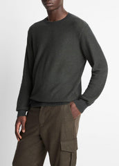 Geo-Jacquard Wool-Blend Crew Neck Sweater in Crew Neck - DRIVER GREEN/COASTAL BLUE | VINCE Men