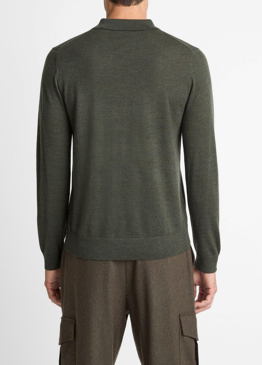 Wool Polo Sweater in Sweaters - DARK LEAF | VINCE Men