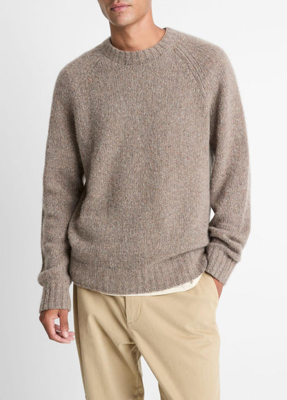 Donegal Cashmere Raglan-Sleeve Sweater in Crew Neck - DARK HEATHER MOUSE | VINCE Men