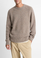Donegal Cashmere Raglan-Sleeve Sweater in Crew Neck - DARK HEATHER MOUSE | VINCE Men