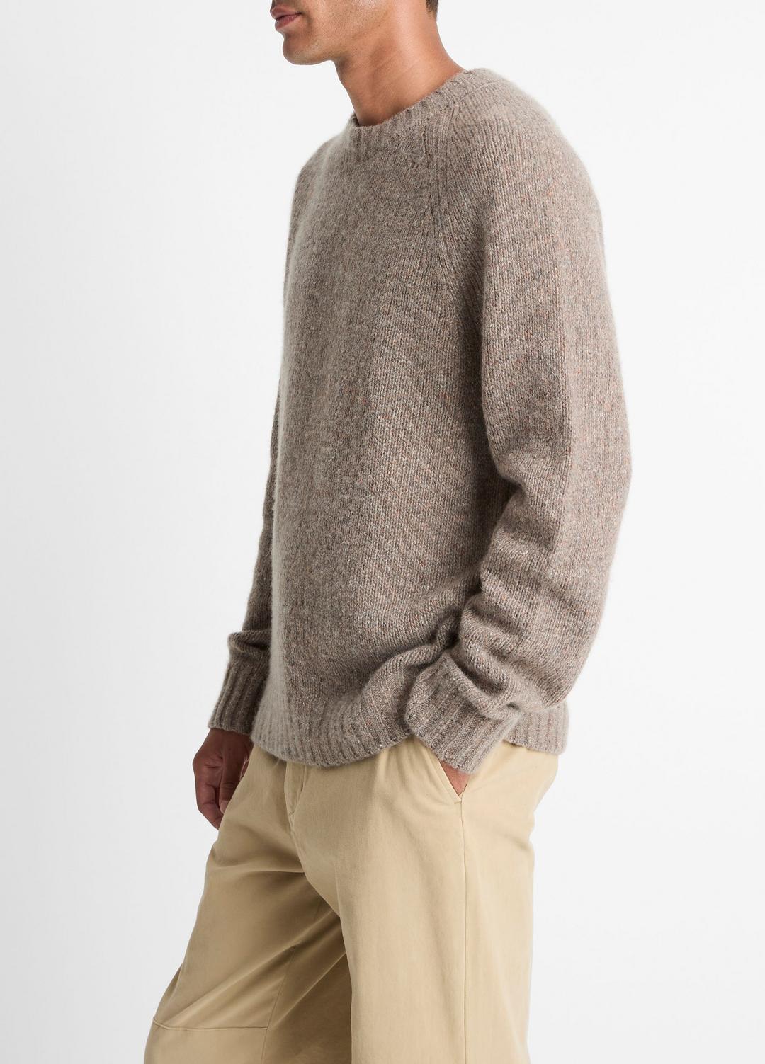 Donegal Cashmere Raglan-Sleeve Sweater in Crew Neck - DARK HEATHER MOUSE | VINCE Men