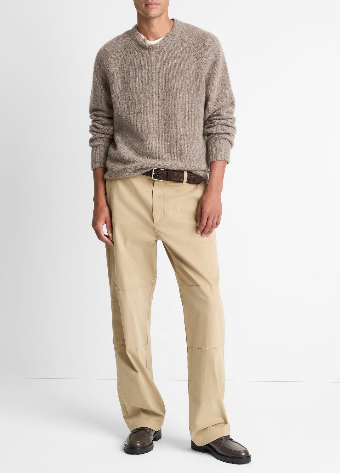 Donegal Cashmere Raglan-Sleeve Sweater in Crew Neck - DARK HEATHER MOUSE | VINCE Men