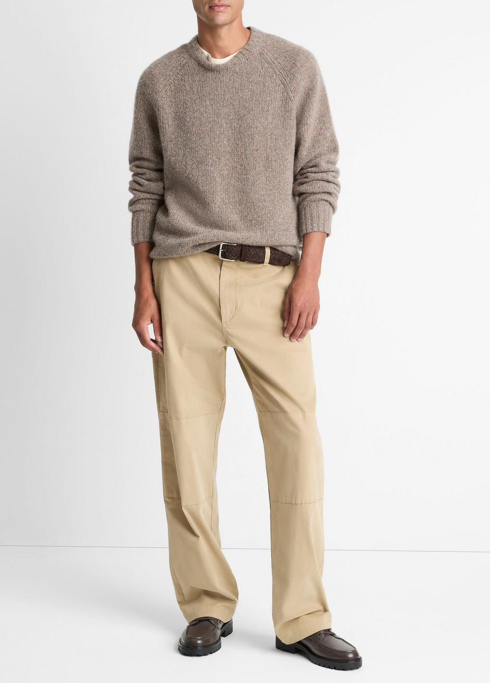 Donegal Cashmere Raglan-Sleeve Sweater in Crew Neck - DARK HEATHER MOUSE | VINCE Men