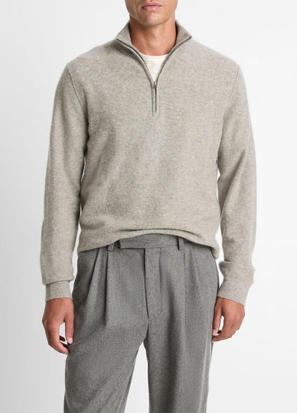 Plush Cashmere Quarter-Zip Sweater in Quarter Zip - HEATHER MOUSE | VINCE Men