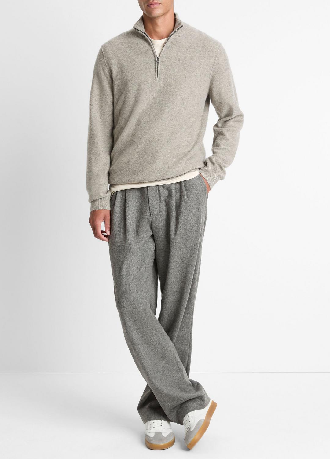 Plush Cashmere Quarter-Zip Sweater in Quarter Zip - HEATHER MOUSE | VINCE Men