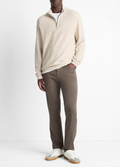 Geo-Jacquard Wool-Blend Quarter-Zip Sweater in Quarter Zip - BRITISH KHAKI/CLASSIC CREAM | VINCE Men