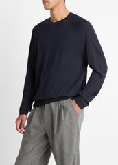 Featherweight Wool-Cashmere Crew Neck Sweater in Crew Neck - COASTAL BLUE | VINCE Men