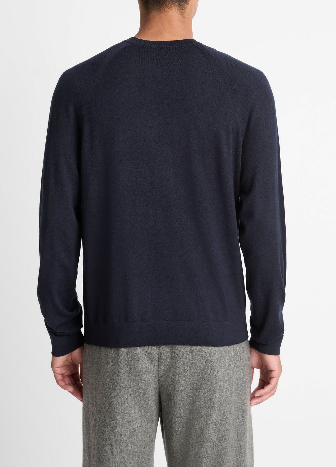 Featherweight Wool-Cashmere Crew Neck Sweater in Crew Neck - COASTAL BLUE | VINCE Men