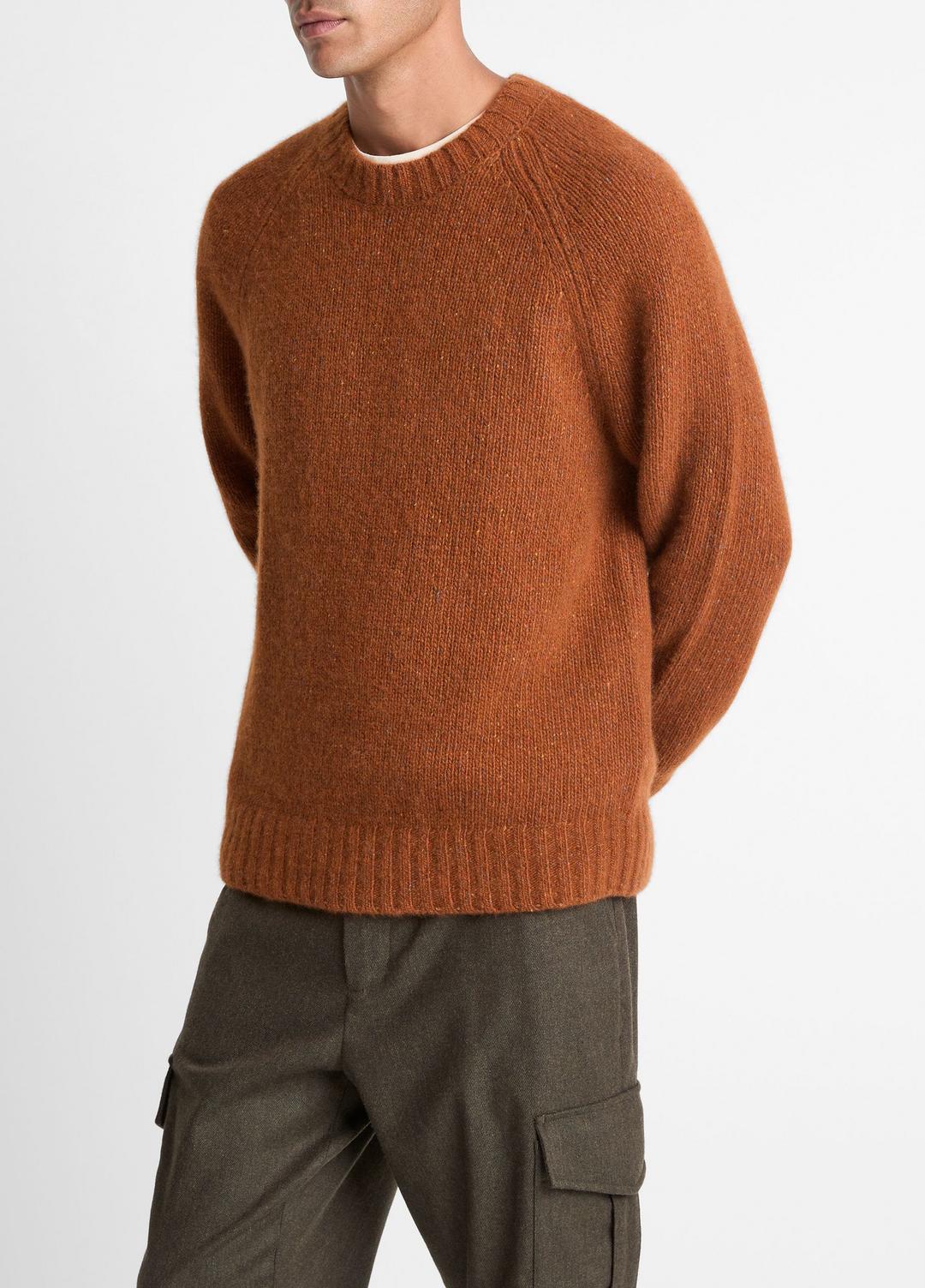 Donegal Cashmere Raglan-Sleeve Sweater in Crew Neck - DARK BURNT ORANGE | VINCE Men