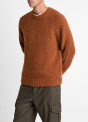 Donegal Cashmere Raglan-Sleeve Sweater in Crew Neck - DARK BURNT ORANGE | VINCE Men
