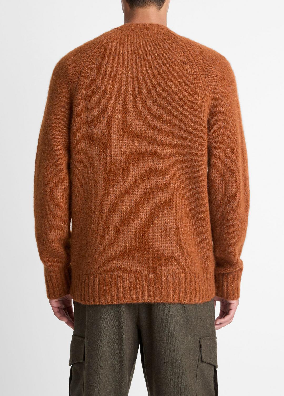 Donegal Cashmere Raglan-Sleeve Sweater in Crew Neck - DARK BURNT ORANGE | VINCE Men