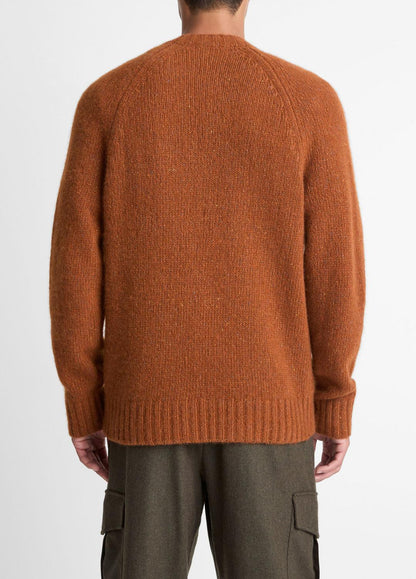 Donegal Cashmere Raglan-Sleeve Sweater in Crew Neck - DARK BURNT ORANGE | VINCE Men
