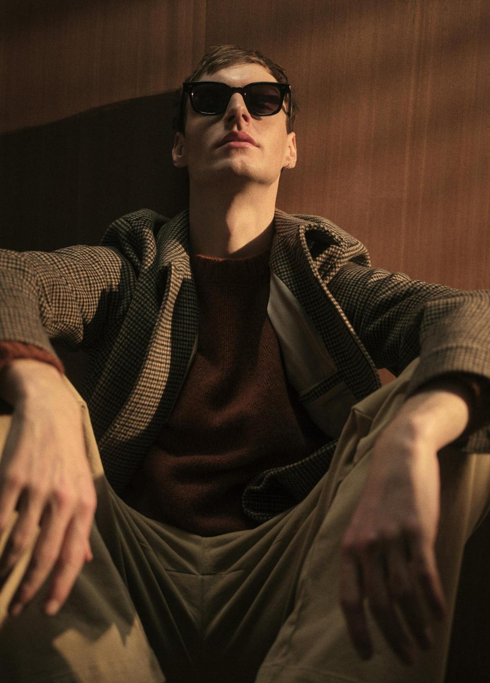 Donegal Cashmere Raglan-Sleeve Sweater in Crew Neck - DARK BURNT ORANGE | VINCE Men