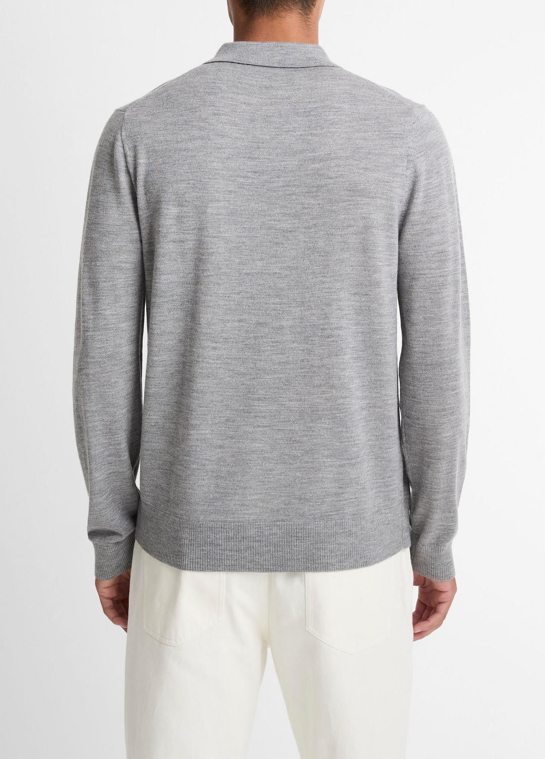 Wool Polo Sweater in Sweaters - HEATHER GREY | VINCE Men