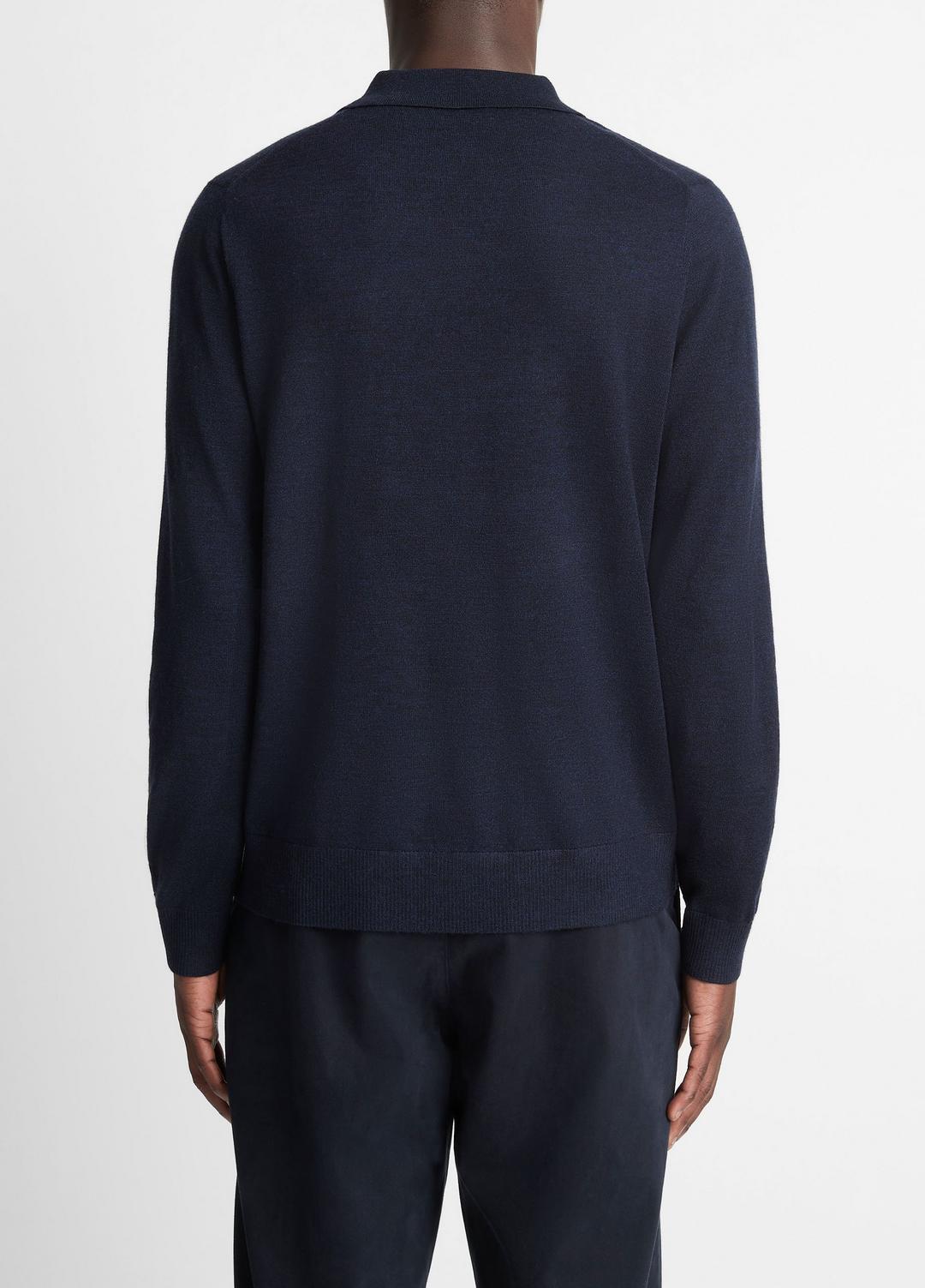Wool Polo Sweater in Sweaters - COASTAL BLUE | VINCE Men