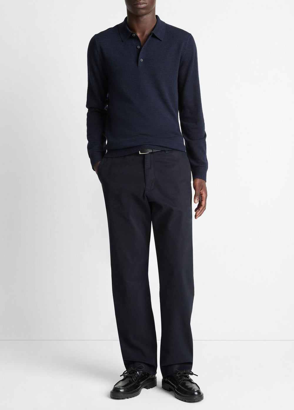 Wool Polo Sweater in Sweaters - COASTAL BLUE | VINCE Men