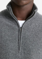 Plush Cashmere Quarter-Zip Sweater in Quarter Zip - MEDIUM HEATHER GREY | VINCE Men