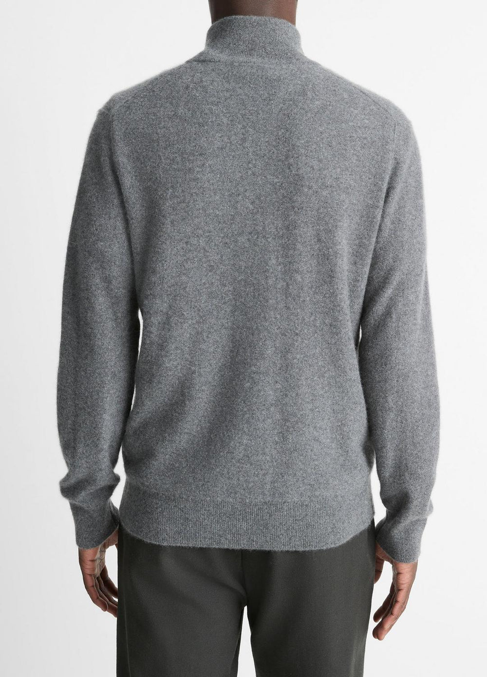 Plush Cashmere Quarter-Zip Sweater in Quarter Zip - MEDIUM HEATHER GREY | VINCE Men