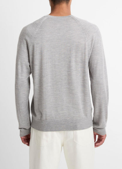 Featherweight Wool-Cashmere Crew Neck Sweater in Crew Neck - HEATHER GREY | VINCE Men