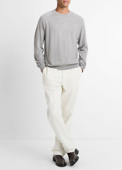 Featherweight Wool-Cashmere Crew Neck Sweater in Crew Neck - HEATHER GREY | VINCE Men