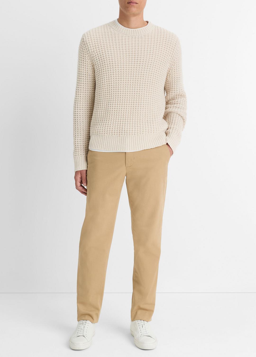 Macro-Waffle Crew Neck Sweater in Crew Neck - PEBBLE WHITE | VINCE Men