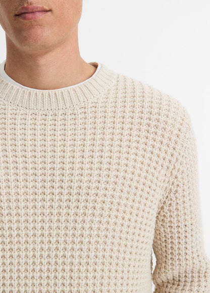 Macro-Waffle Crew Neck Sweater in Crew Neck - PEBBLE WHITE | VINCE Men