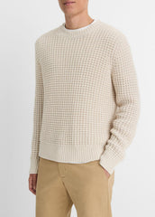Macro-Waffle Crew Neck Sweater in Crew Neck - PEBBLE WHITE | VINCE Men