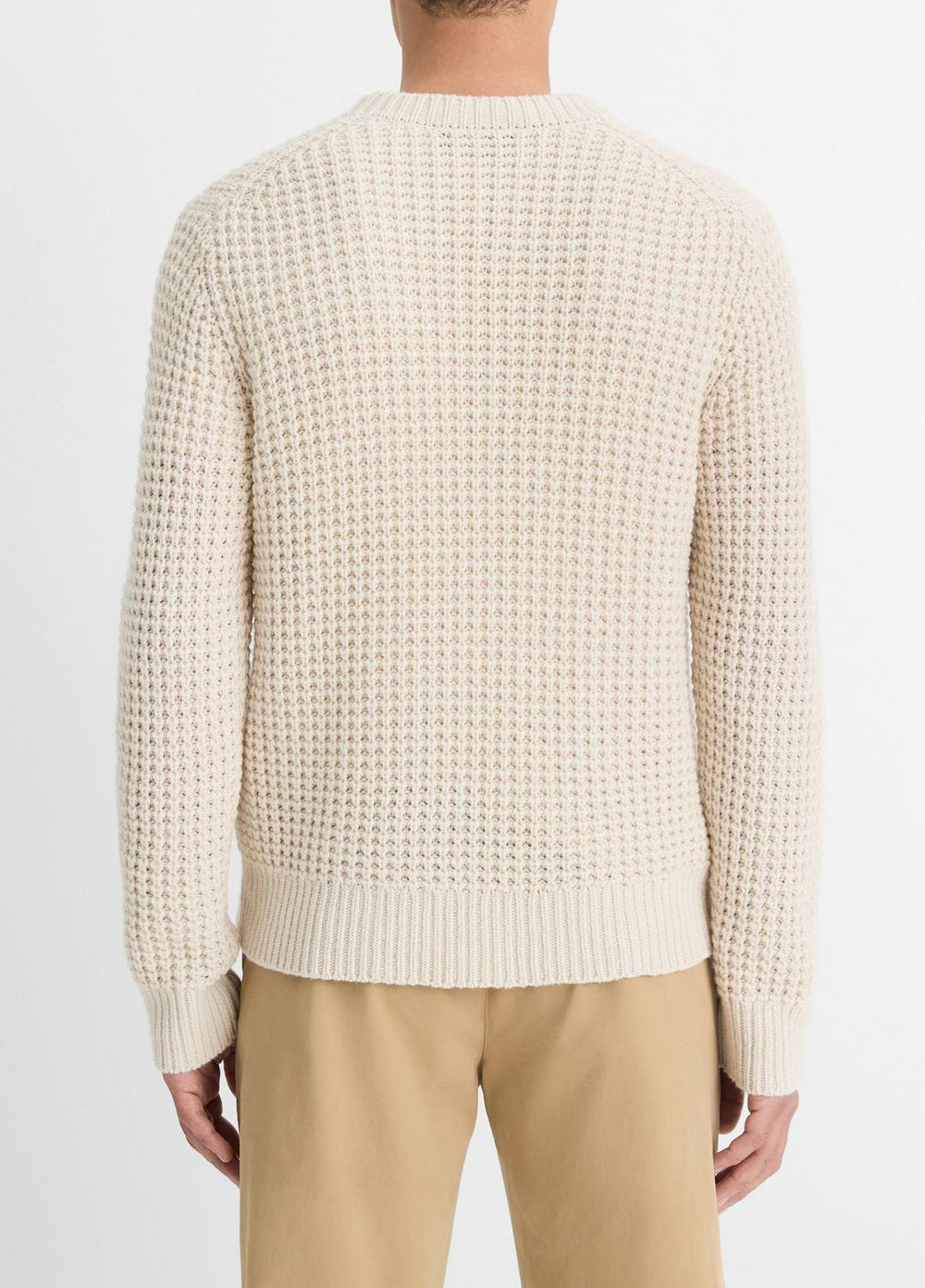 Macro-Waffle Crew Neck Sweater in Crew Neck - PEBBLE WHITE | VINCE Men