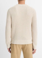 Macro-Waffle Crew Neck Sweater in Crew Neck - PEBBLE WHITE | VINCE Men