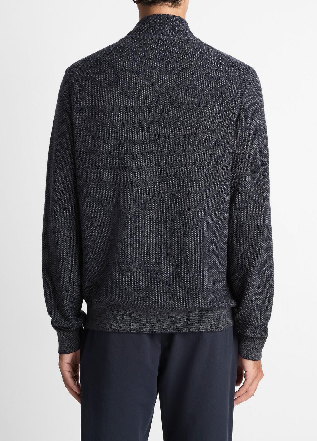 Geo-Jacquard Wool-Blend Quarter-Zip Sweater in Quarter Zip - COASTAL BLUE/MEDIUM HEATHER GREY | VINCE Men