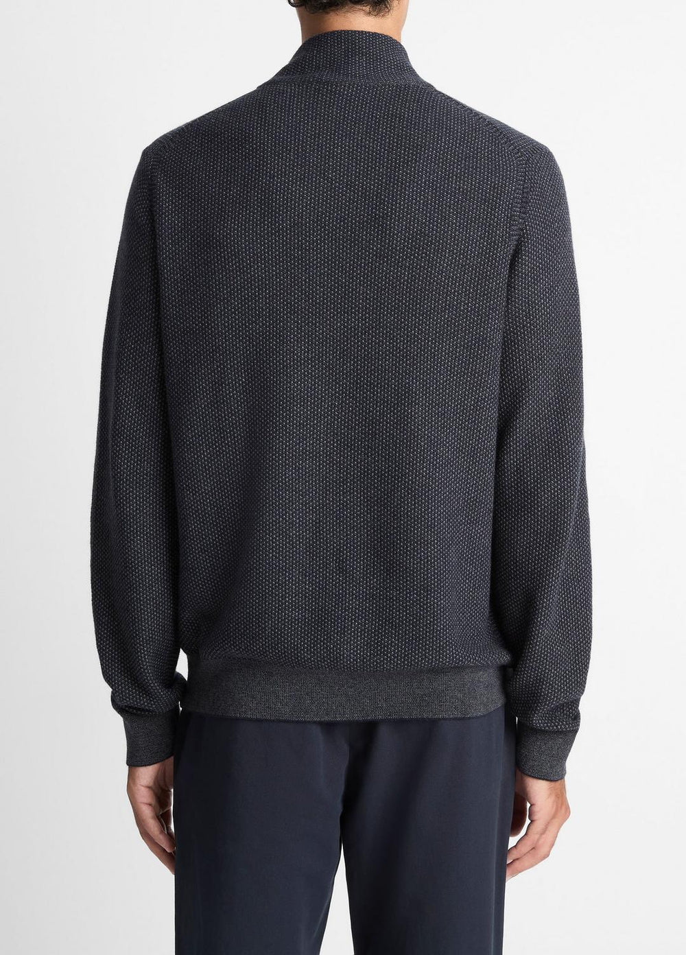 Geo-Jacquard Wool-Blend Quarter-Zip Sweater in Quarter Zip - COASTAL BLUE/MEDIUM HEATHER GREY | VINCE Men