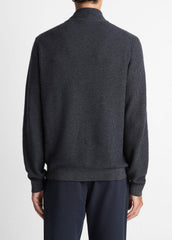 Geo-Jacquard Wool-Blend Quarter-Zip Sweater in Quarter Zip - COASTAL BLUE/MEDIUM HEATHER GREY | VINCE Men