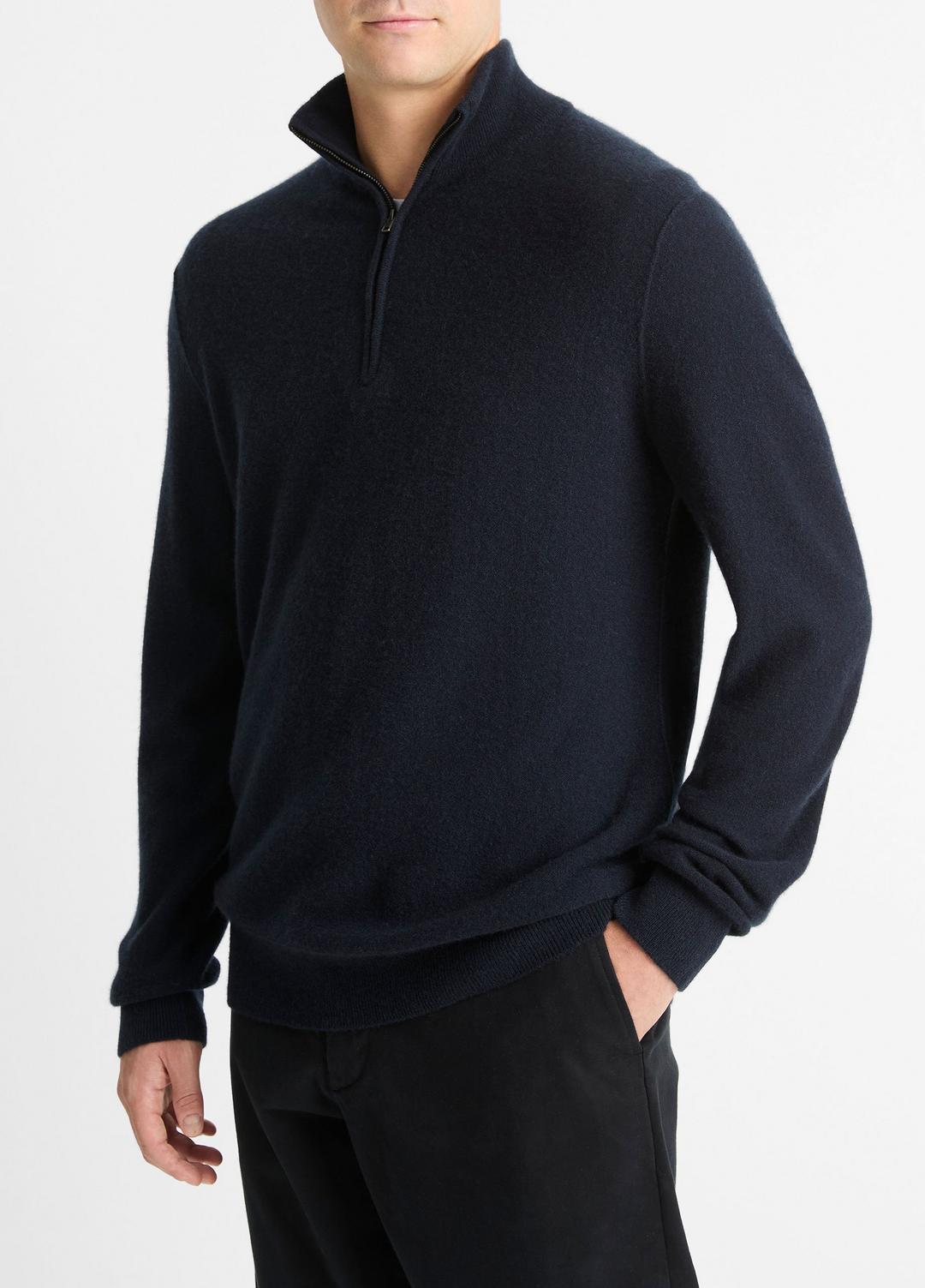 Plush Cashmere Quarter-Zip Sweater in Quarter Zip - COASTAL BLUE | VINCE Men