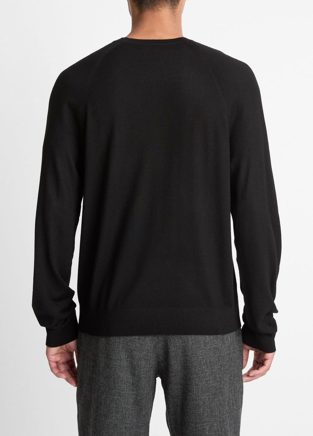 Featherweight Wool-Cashmere Crew Neck Sweater in Crew Neck - BLACK | VINCE Men