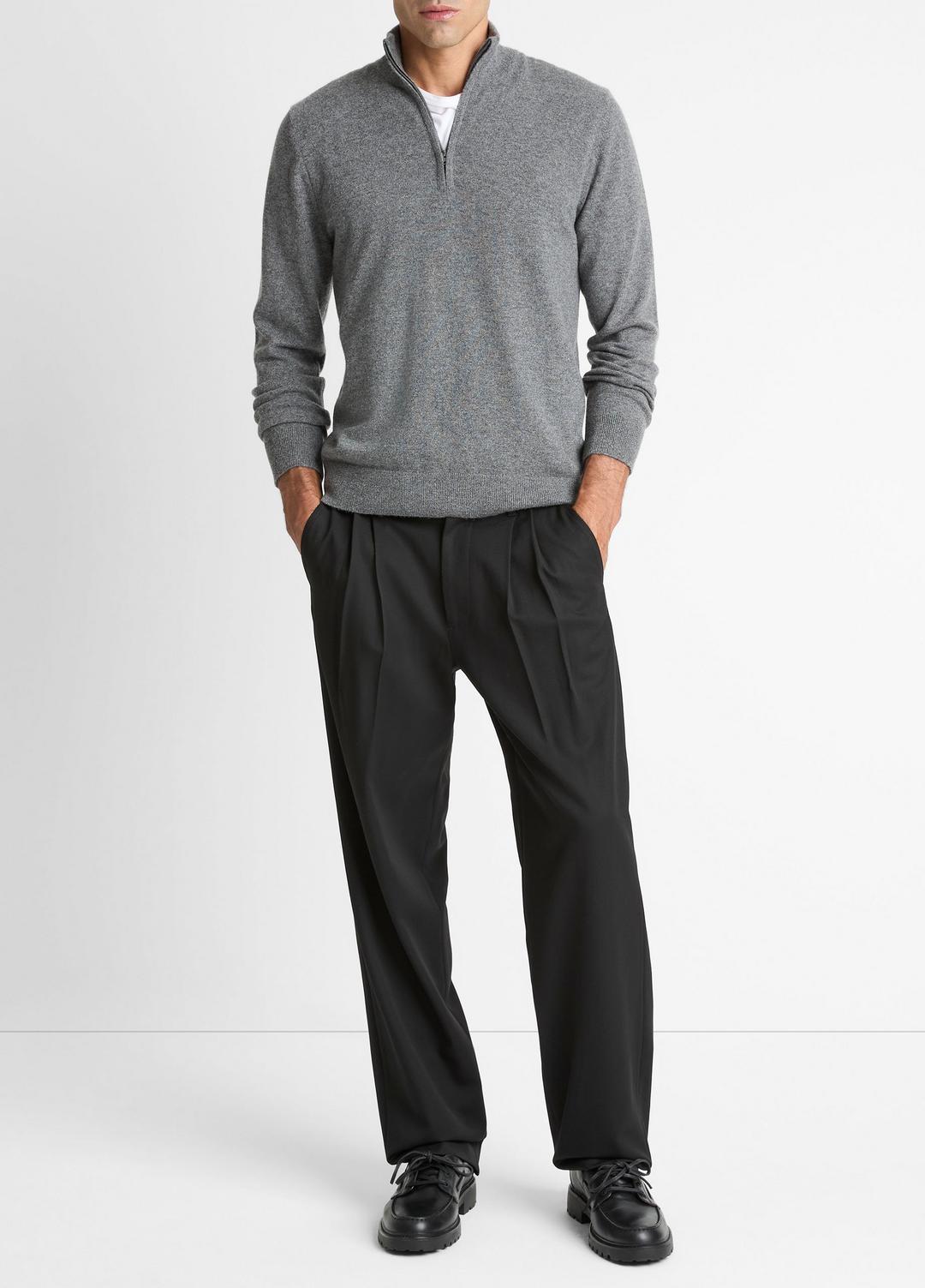 Cashmere Quarter-Zip Sweater in Quarter Zip - MEDIUM HEATHER GREY | VINCE Men