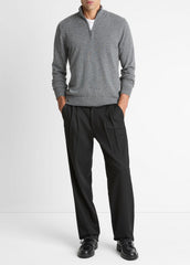 Cashmere Quarter-Zip Sweater in Quarter Zip - MEDIUM HEATHER GREY | VINCE Men